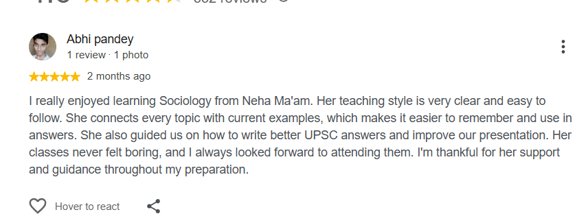 Google review from a Sociology student at L2A IAS 2